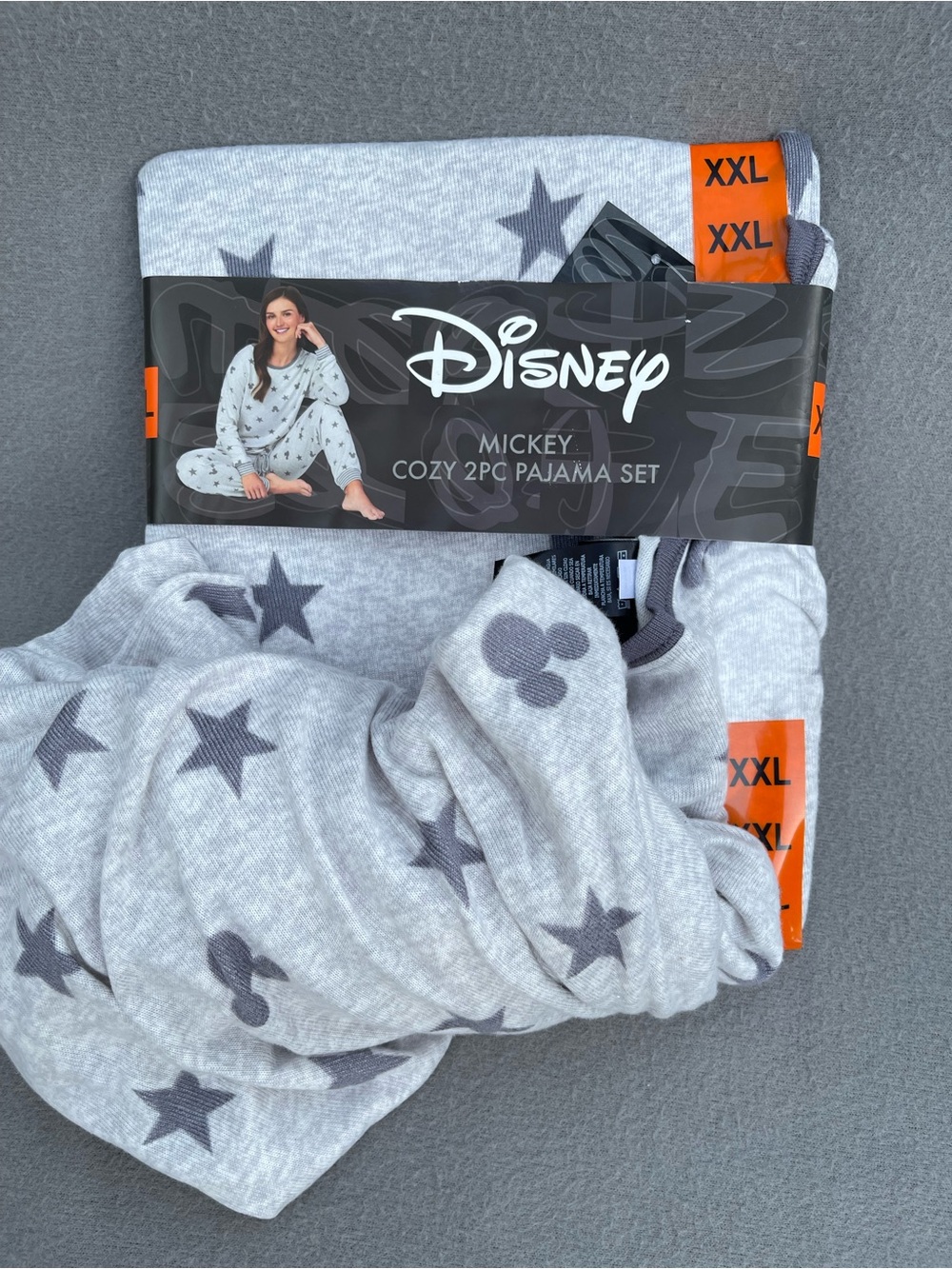 Disney Womens 2 Piece Cozy Pajama Set Mickey Mouse Grey XX-Large NEW NWT Soft